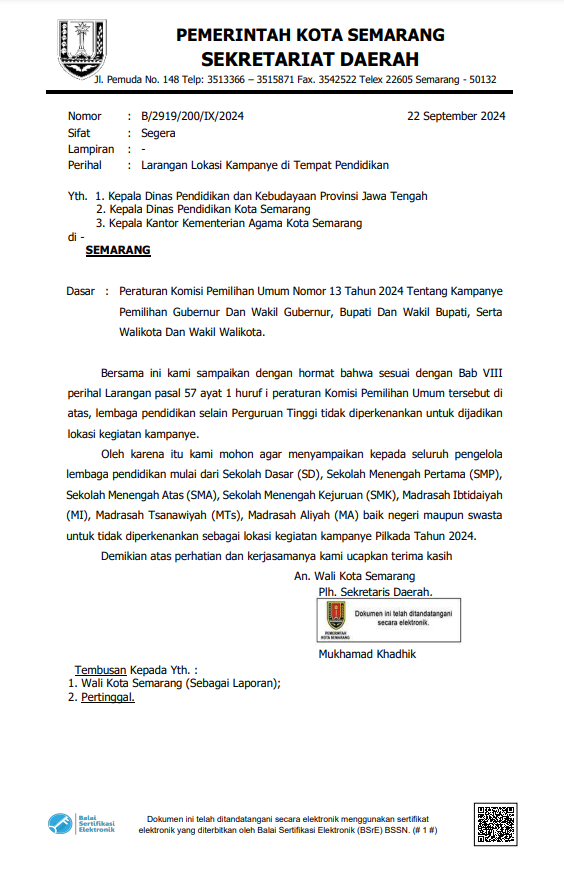 Larangan Lokasi Kampanye di Tempat Pendidikan